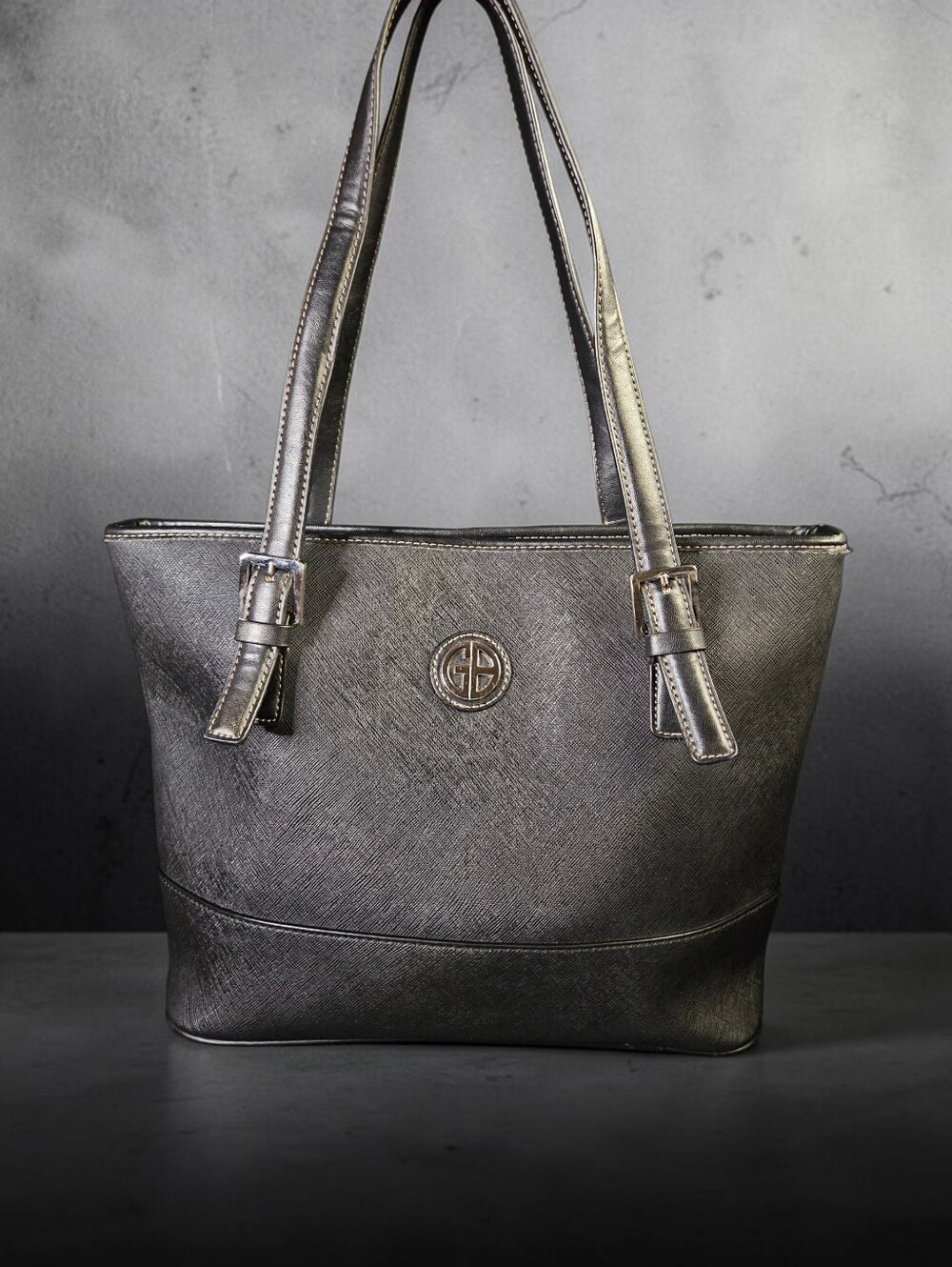 Giani Bernini Black Saffiano Faux- Leather Tote Bag
